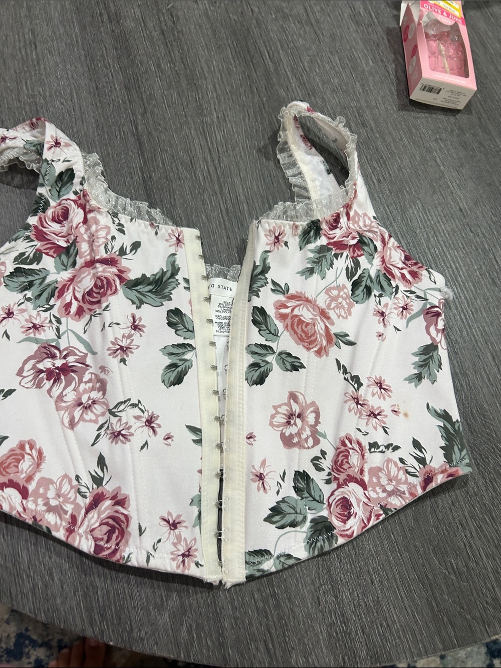 Altar'd State Floral Corset Tank - Pink & Green